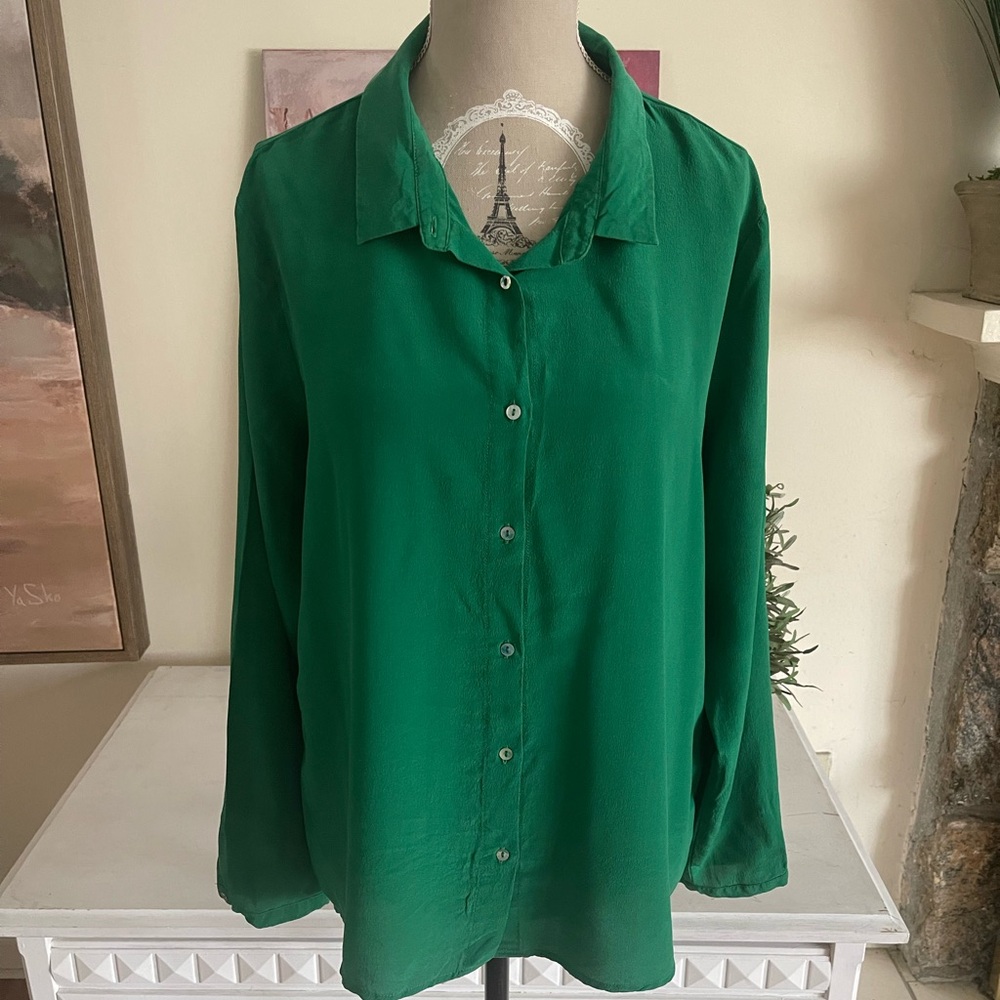 Zara Kelly Green Button-Down Blouse